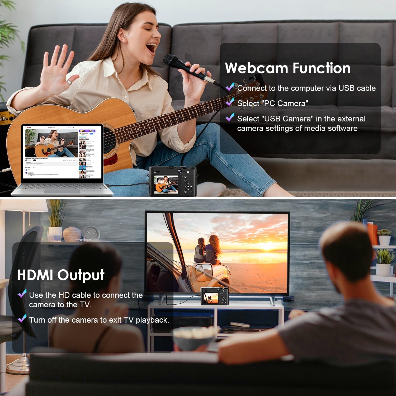 5K 64MP Digital Camera 3X Optical Zoom, WiFi Cameras for Photography & Video, Autofocus Travel Vlogging Camera for YouTube, 64GB Card, 2 Batteries - Image 7