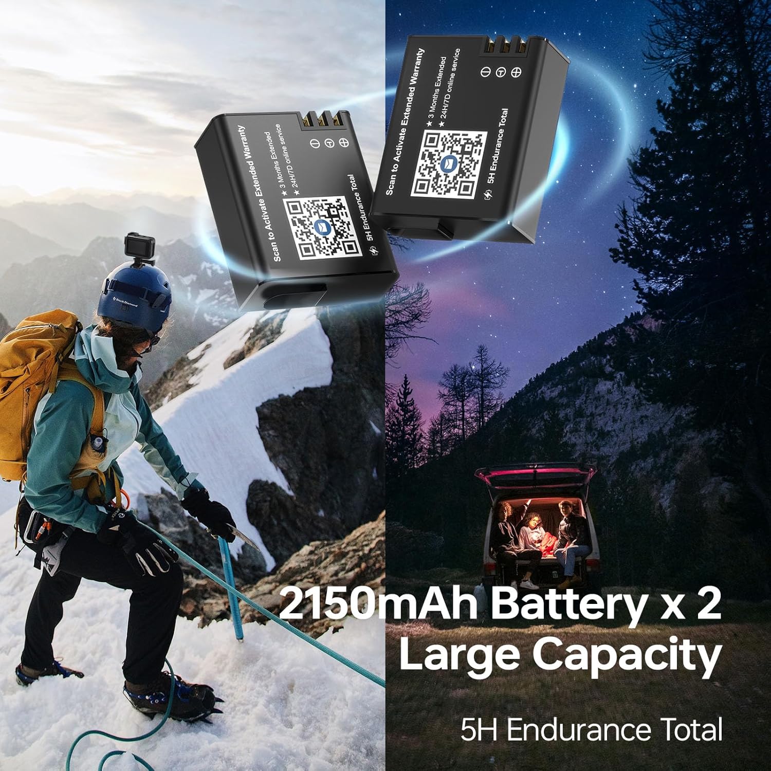 Action Camera Speed 60 4K60FPS 48MP WiFi with 2.35" HDR Touch Screen EIS 8X Zoom Remote Control,Bare Machine Waterproof 33FT with Waterproof Case 131FT, 2x2150mAh Battery, 30 Burst Vlog Camera - Image 4