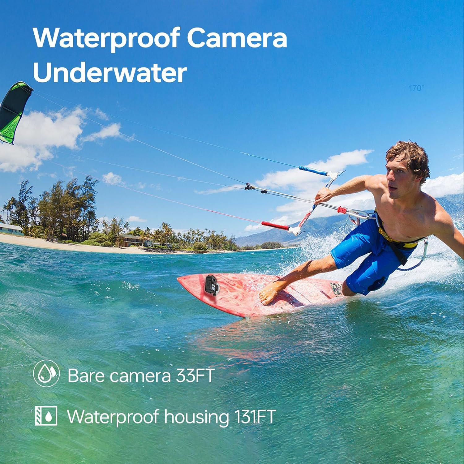 Action Camera Speed 60 4K60FPS 48MP WiFi with 2.35" HDR Touch Screen EIS 8X Zoom Remote Control,Bare Machine Waterproof 33FT with Waterproof Case 131FT, 2x2150mAh Battery, 30 Burst Vlog Camera - Image 6